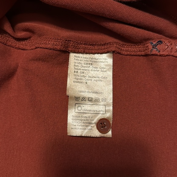 Scotch & Soda Henley Rust Pullover Mens XL Burnt Orange Short Sleeve - Picture 3 of 4